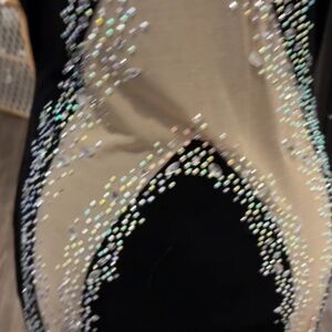 Embellished velvet-mesh dress